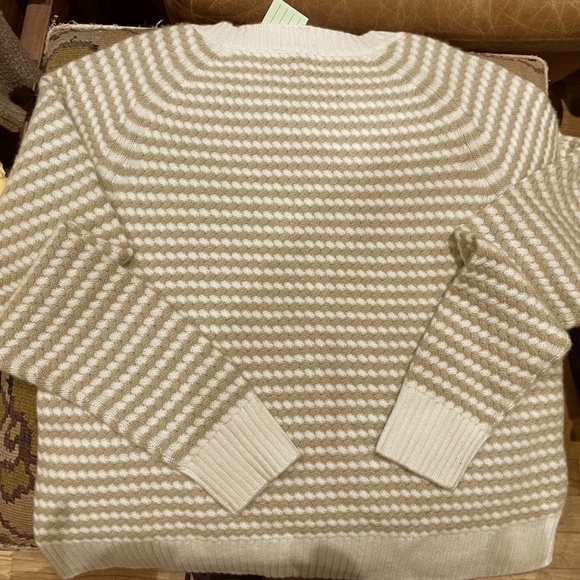 Cashmere Stitch Striped Crew Sweater -Brand New -NEVER WORN -Ivory/Fennel Stripe - Picture 7 of 9